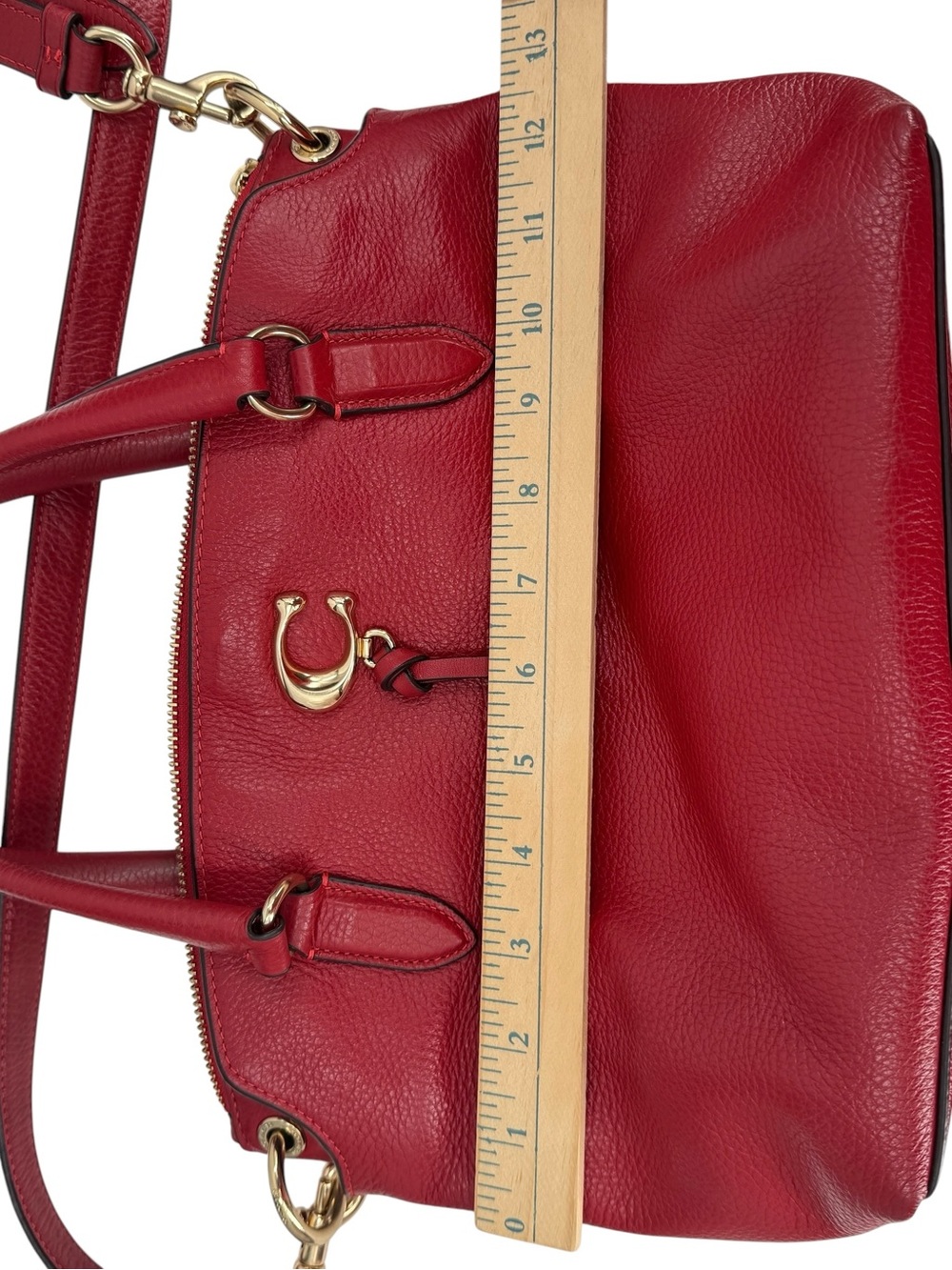 Coach Remi Pebbled Leather Satchel Crossbody Bag Tru Red - Picture 3 of 16